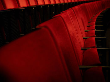 Red chairs in room