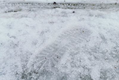 High angle view of snow covered land