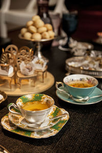 Close-up of tea served on table