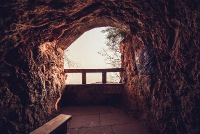 View of arched wall in tunnel