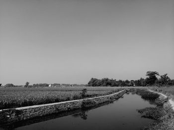 Scenic view of lake against clear sky