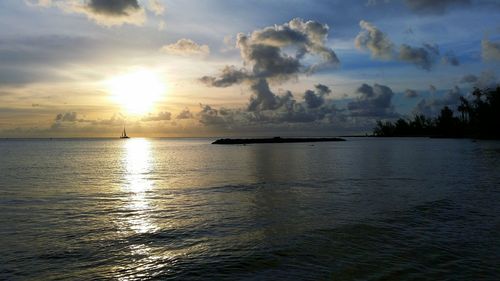 Scenic view of sea at sunset