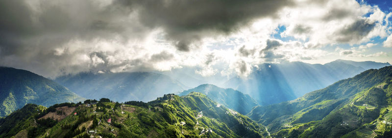 Panoramic view of mountains against sky