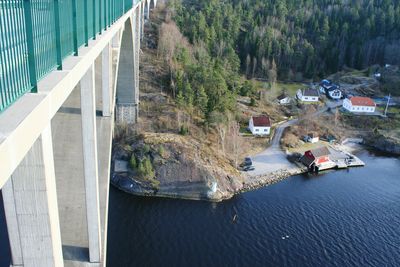 High angle view of bridge over river