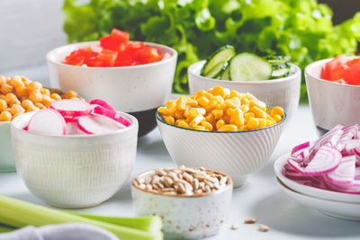 Close-up of ingredients in bowl on table