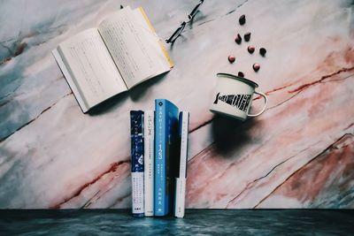 Close-up of open book on table