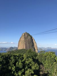 Scenic view of mountain against blue sky