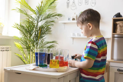 Portrait of boy looking at home