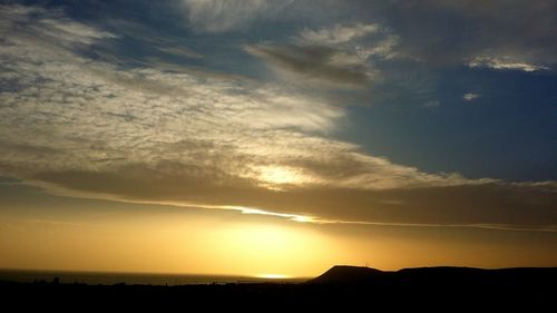 Scenic view of silhouette landscape against sky during sunset