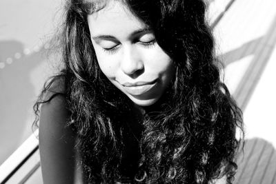 Close-up portrait of a beautiful young woman