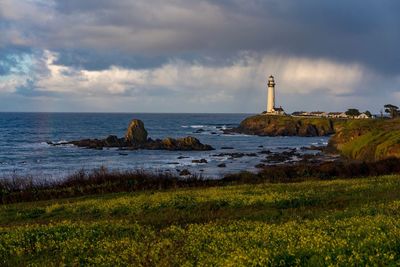 Scenic view of sea against cloudy sky