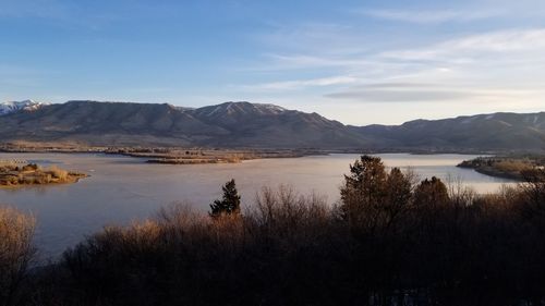 Scenic view of lake and mountains