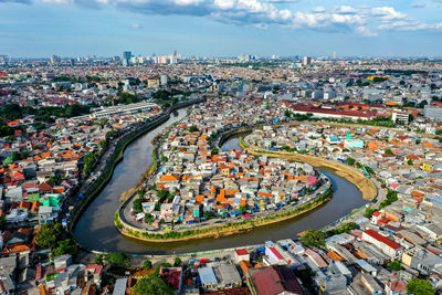 High angle view of cityscape