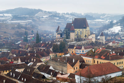 High angle view of town