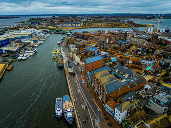 High angle view of city