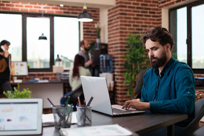 Businessman working at office