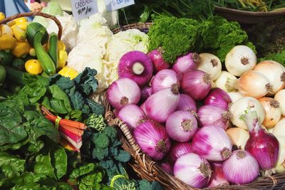 Close-up of fresh vegetables at market