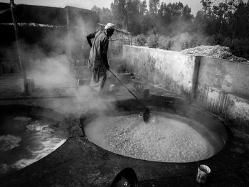 Man working in water