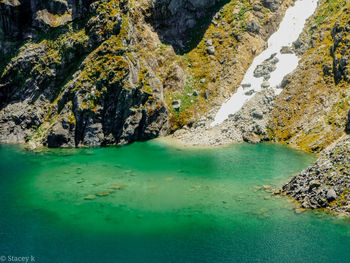 Scenic view of lake and rocks