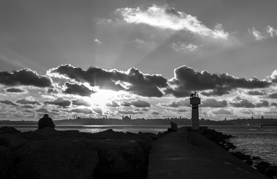 Scenic view of sea against cloudy sky