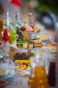 Close-up of ice cream in glass on table