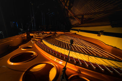 Close-up of illuminated stage