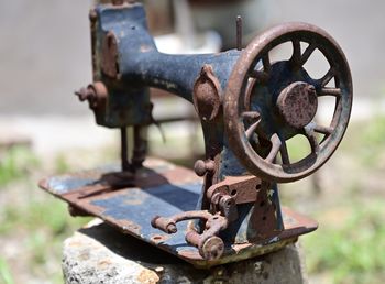 Close-up of rusty machine part