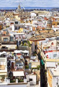 High angle view of townscape against sky