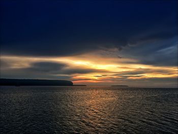 Scenic view of sea at sunset