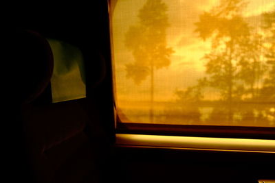 View of train through window