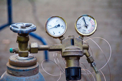 Close-up of machine valve and