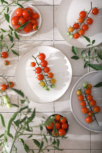 High angle view of food on table