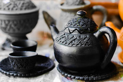 Close-up of coffee cup on table