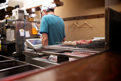 Yakitori kitchen in tokyo, japan.