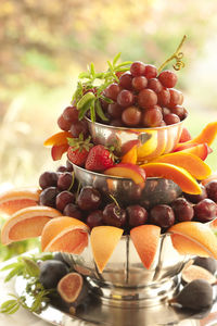 Close-up of fruit salad on table