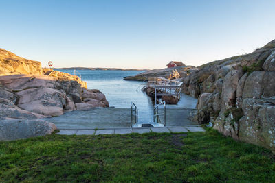 Scenic view of sea against clear sky