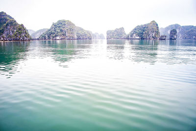 Scenic view of lake against clear sky