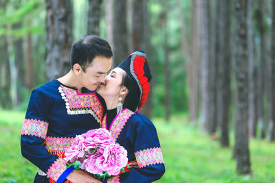 Young couple on a land