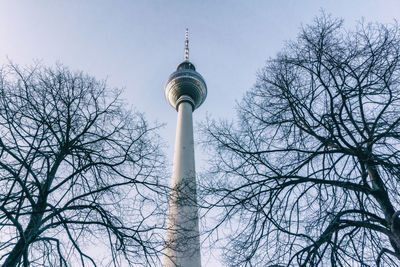 Low angle view of communications tower