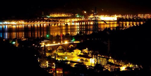 Illuminated city at night