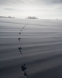 Scenic view of snow covered landscape against sky