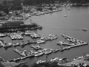 High angle view of harbor