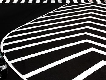 High angle view of zebra crossing on road