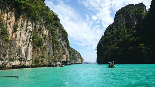 Boat sailing in sea