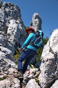 Senior woman hiking in velebit mountain, croatia