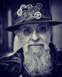 Close-up portrait of a hat