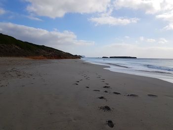 Scenic view of beach against sky