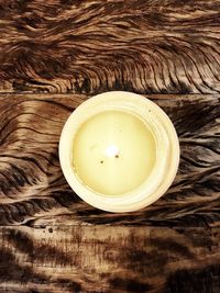 High angle view of tea cup on table