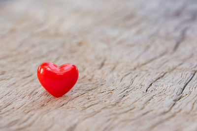 Close-up of heart shape on table