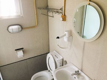 High angle view of sink and toilet